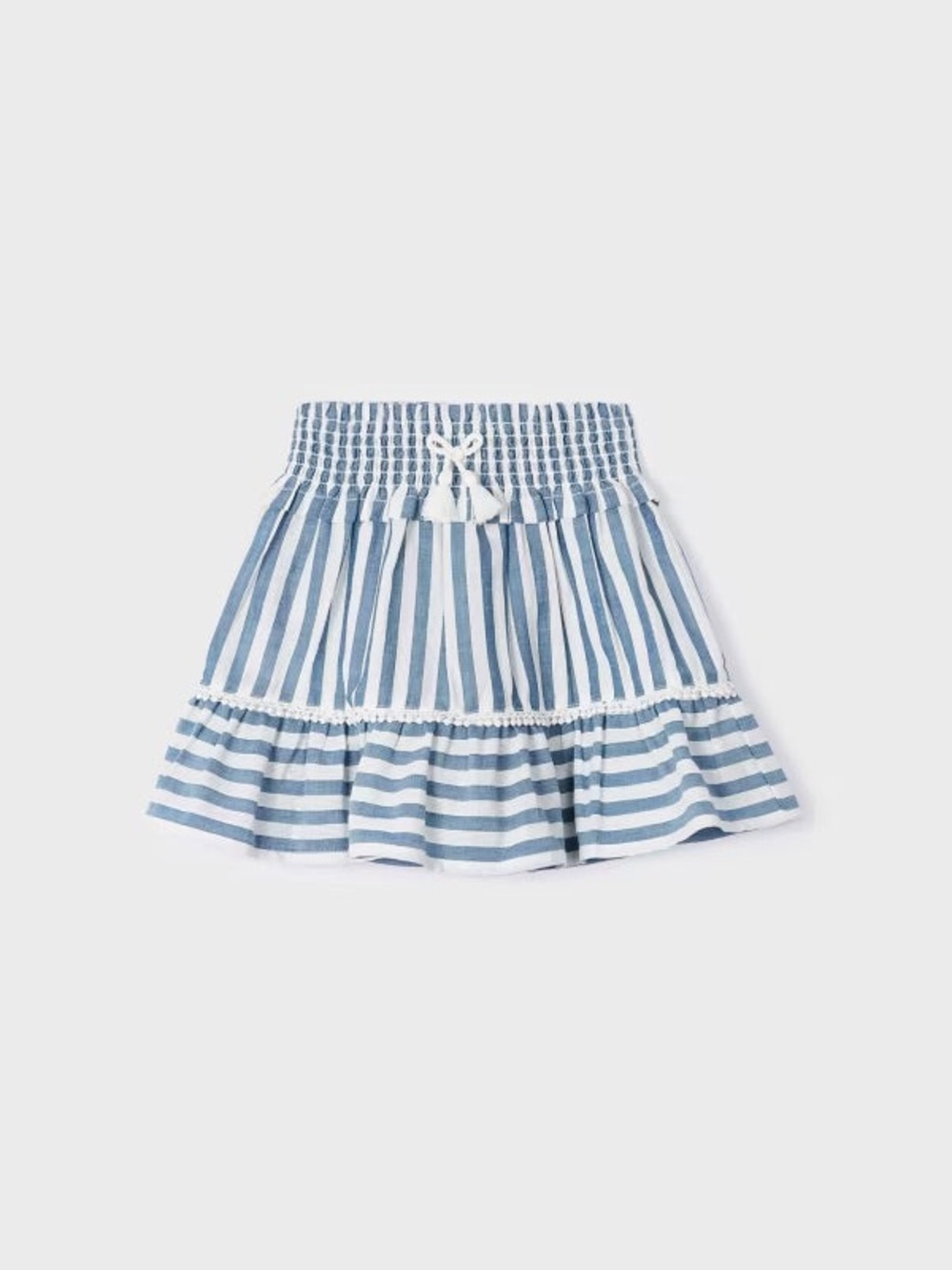 Mayoral Blue and White Striped Smocked Circle Skirt